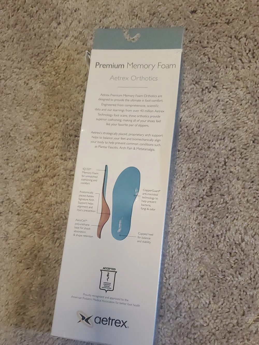 New! Aetrex Orthotics Premium Memory Foam Insoles. Size MENS 10 (L2300)